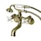 Kingston Brass Wall Mount Clawfoot Tub Faucet with Hand Shower, Antique Brass KS226PXAB - alternate 1